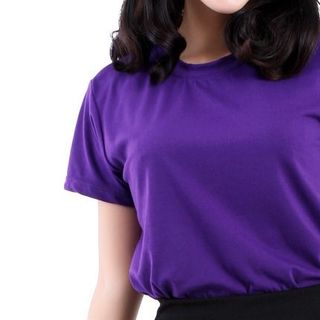 Áo thun tím cổ tròn