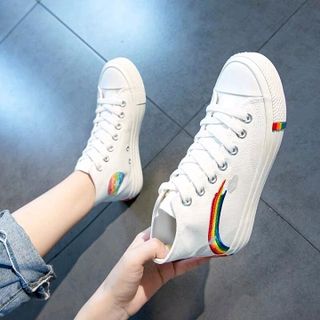 Giày cao cổ cầu vồng 2 màu đen trắng