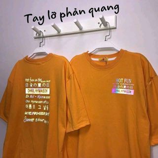 áo unisex cotton in nhũ màu vàng giá sỉ