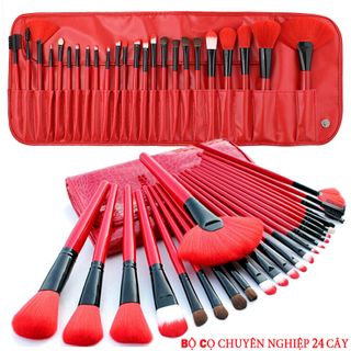 Bộ cọ trang điểm 24 cây cao cấp chuyên dụng cô dâu long mềm mại bao da xịn 103