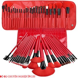 Bộ cọ trang điểm 24 cây cao cấp chuyên dụng cô dâu long mềm mại bao da xịn 103