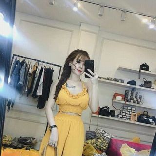 bộ áo 2 dây bo ngực quần ống rộng