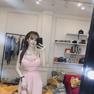 bộ áo 2 dây bo ngực quần ống rộng