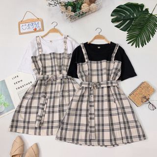 Đầm giả set yếm kèm belt