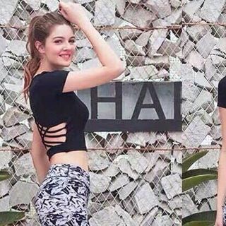 Áo tập croptop dệt đan dây