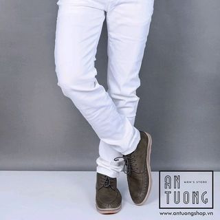 Quần jean nam trơn màu đen - trắng