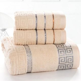 Set 3 Khăn siêu thấm chất liệu 100 cotton1 khăn tắm lớn 70x140 2 khăn mặt 34x75-202