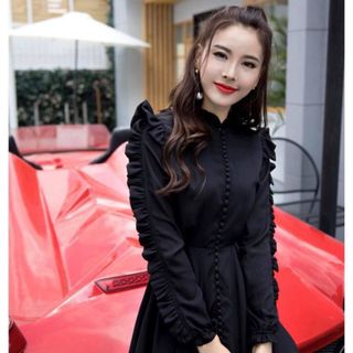 Đầm Tay Dài Rút Trước xẻ tà