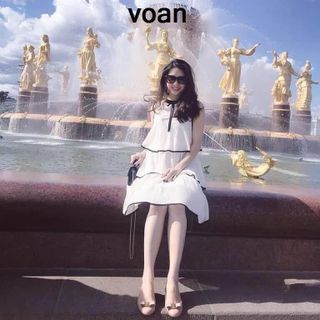 Đầm Tằng Trắng Viền Đen