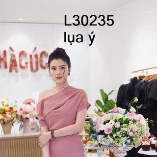 Đầm Hồng Lệch Vai