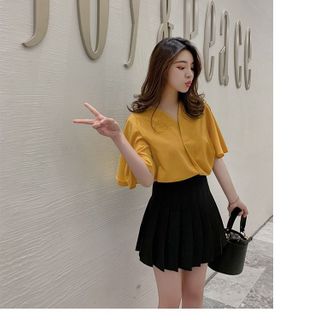 Set váy quần xếp li SM cổ V