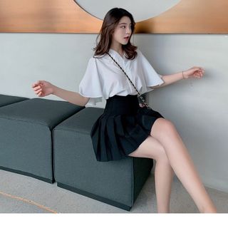 Set váy quần xếp li SM cổ V