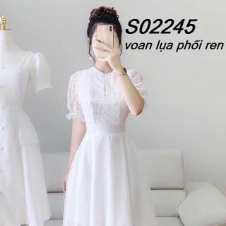 Đầm Xèo Trắng Phói Ren