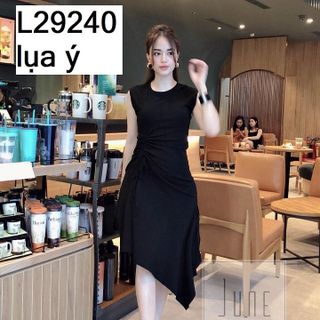 Đầm Sát Nách Tà Chéo eo Rút