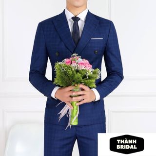 Bộ Veston Nam Xanh Kẻ Caro Gía Tại Xưởng May giá sỉ​ giá bán buôn