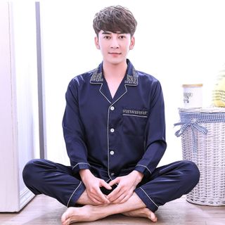 Đồ bộ mặc nhà Nam hoa văn ngay cổ và túi áo vô cùng độc đáo-201