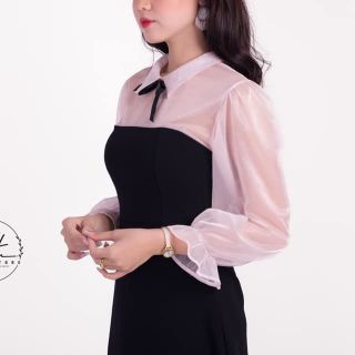 Đầm form chữ A phối ren hồng