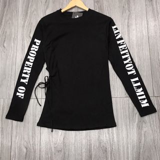 áo phông thun nữ đẹp kiểu hàn quốc dễ thương giá sỉ body dài tay in chữ BN 43179 Kèm Ảnh Thật