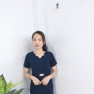 Đầm công sở cổ V cách điệu kèm nịt eo xanh đen - TP1587XB