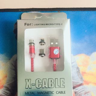 Cáp sạc chân hít nam châm 3 đầu lightning - v8 - type c