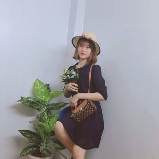 Đầm Kiểu Cổ Bèo 2 Lớp Nhúng Eo Xòe Xanh Navy Cao Cấp - TP1806 B