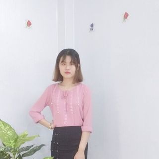 Áo Sơ Mi Kiểu Tay Nhúng Phối Nơ Hồng Duyên Dáng - TP1747B