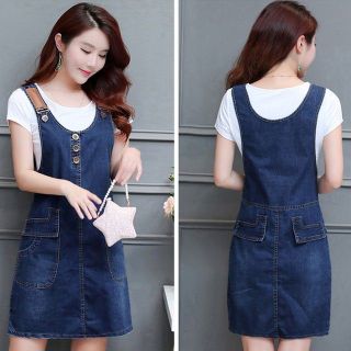 Đầm Jean Yếm Dây Da Phối Túi Sành Điệu - TP1239A