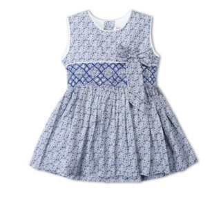 Đầm smock tay phồng ren
