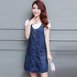 Đầm Jean Yếm Dây Da Phối Túi Sành Điệu - TP1239A