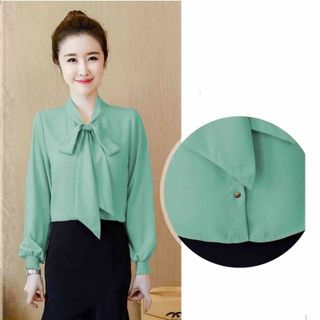 Áo Sơ Mi Cổ Nơ Tay Bo Phồng Công Sở - TP1785A