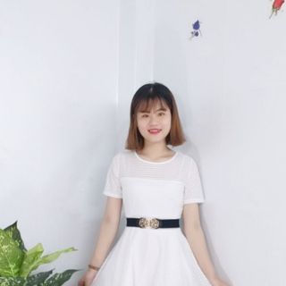 Đầm trắng xòe ren lưới vuông cách điệu cao cấp - TP1622B