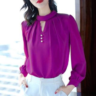 Áo Sơ Mi Tím Cao Cấp Phi Bóng Cổ Lọ - TP1796A giá sỉ