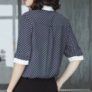Áo Sơ Mi Chấm Bi Viền Cổ Cách Điệu - TP1816A