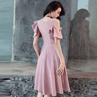 Đầm Xòe Xanh Rêu Cut Out Vai Cổ Tim - TP1780A