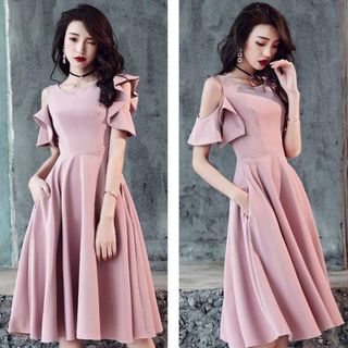 Đầm Xòe Xanh Rêu Cut Out Vai Cổ Tim - TP1780A