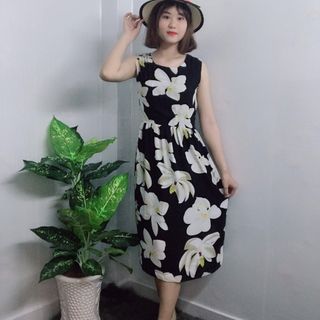 Đầm maxi xòe dự tiệc chấm bi nơ vai cao cấp - TP966B