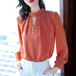 Áo Sơ Mi Cam Đất Phi Bóng Cổ Lọ Cao Cấp - TP1797A giá sỉ