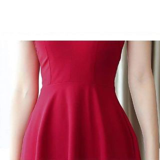 Đầm Đỏ Xòe Thanh Lịch Sát Nách Cổ Vest - TP1772A