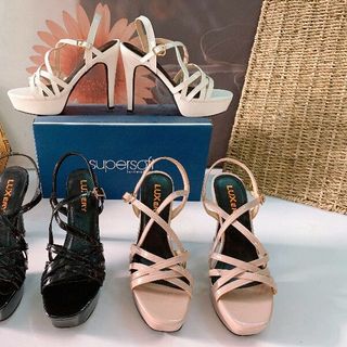 Giày sandal bít đúp cao 9p da bóng cực sang đúp trước cao 2p dễ đi