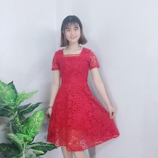 Đầm xòe ren xanh đen sang trọng dự tiệc - TP1763B