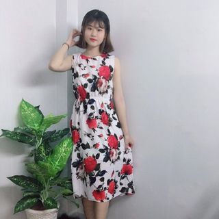 Đầm Maxi Hoa Hồng Nền Trắng Duyên Dáng - TP1623B