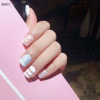 Bộ 24 Móng Tay Gỉa Chấm Bi Hồng BM33