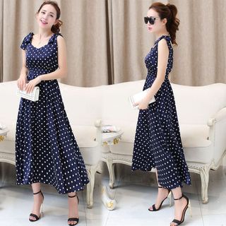 Đầm Maxi Chấm Bi Nơ Vai - TP1539A