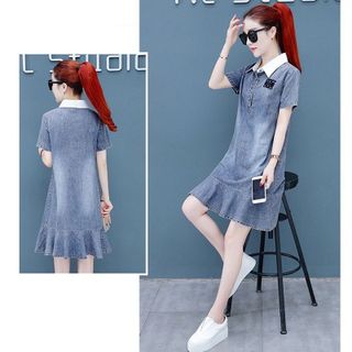 Đầm Jean Cổ Sơ Mi Đuôi Cá Trẻ Trung - TP1822A