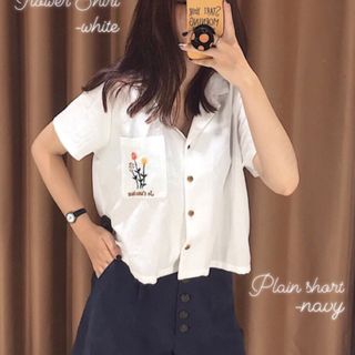 Áo sơ mi thêu cổ vest