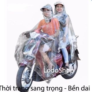 Áo mưa trong suốt 2 đầu có khẩu trang nón - áo mưa
