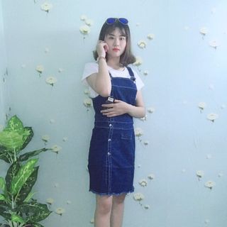 Đầm Yếm Jean Phối Nút Thời Trang - TP1490B