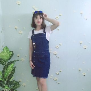 Đầm Yếm Jean Phối Nút Thời Trang - TP1490B