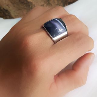 Nhẫn inox mặt đá mắt mèo