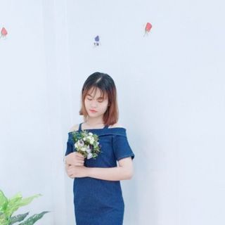 Đầm Jean hở vai phối 2 dây tay lỡ sành điệu - TP1350B